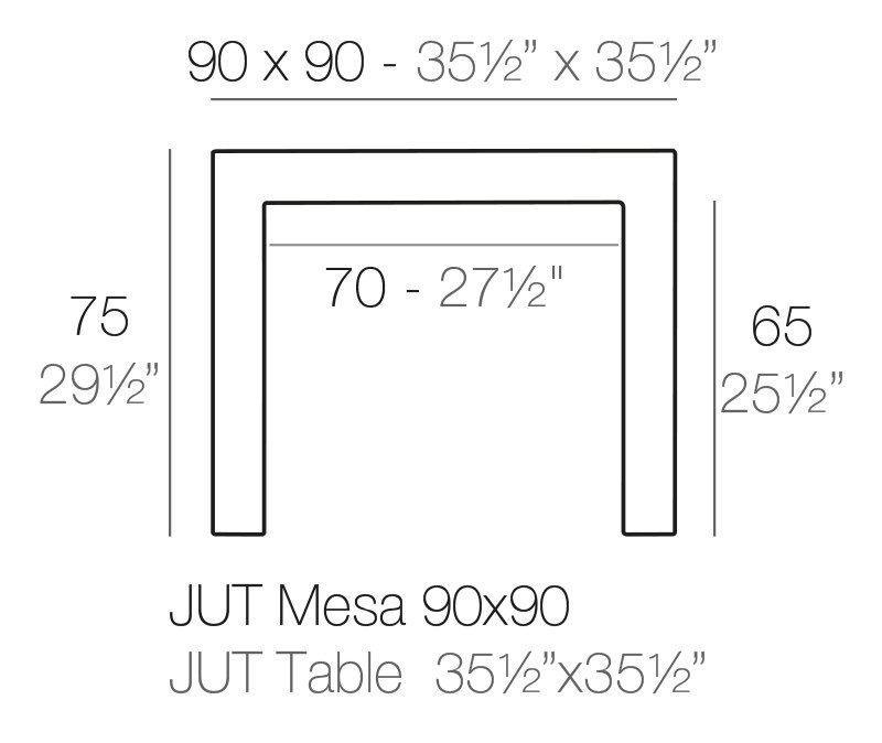 mesa jut pequeña medidas