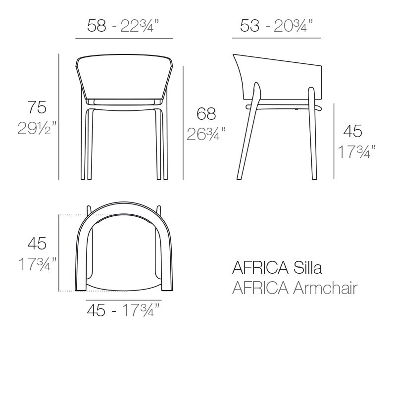 sillon africa medidas