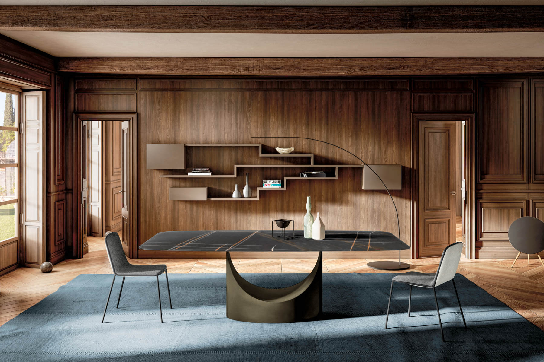 decoracion-en-madera-green-iluminacion-deco salón acogedor en madera