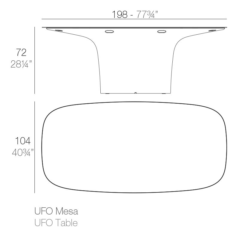 mesa ufo medidas