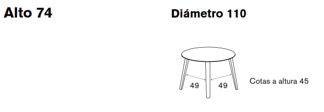 Mesa Aise redonda pies madera medidas